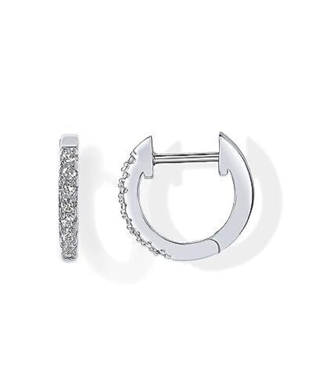 6208 18K White Gold Vermeil Post Cubic Zirconia Cuff Earring Huggie Stud